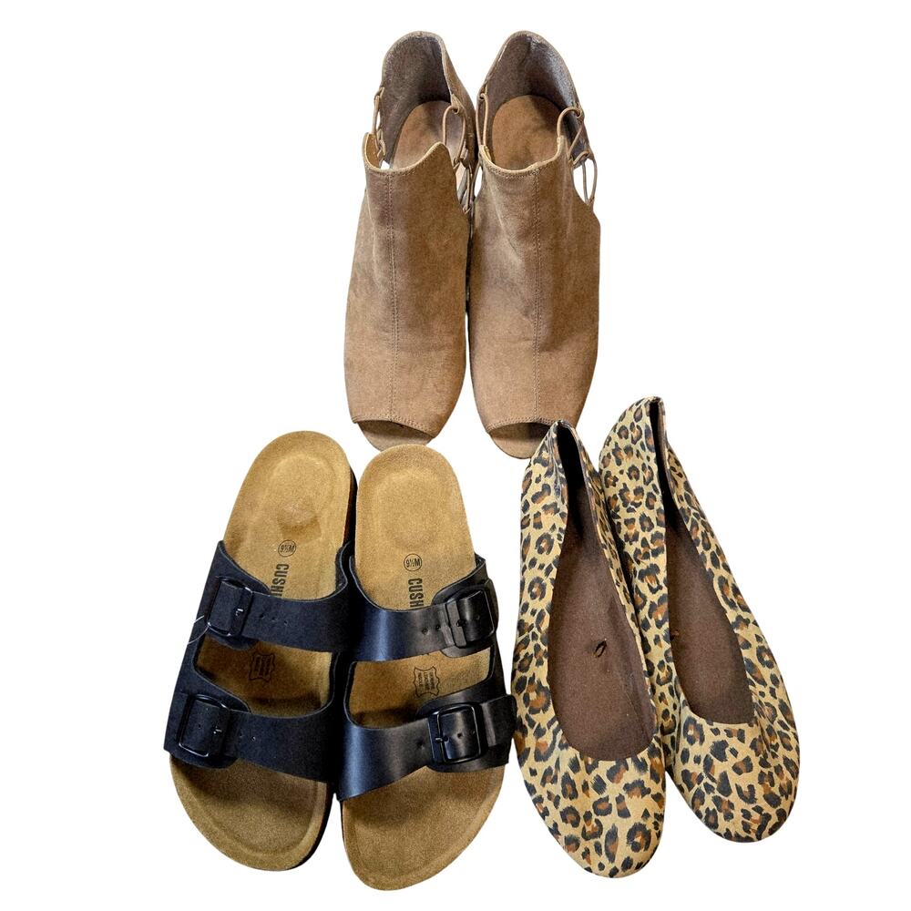 Cushion Aire + More Size 9.5  Women's Sandal Boot Flat Lot 3 Pairs Shoes 9 1/2